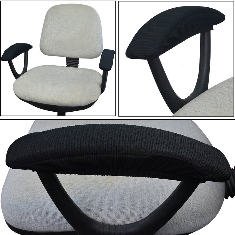baotongle Black Polyester Elastic Stretch Chair Arm Covers, Machine Washable Office Chair Armrest Covers (Set of 2) - Image 5